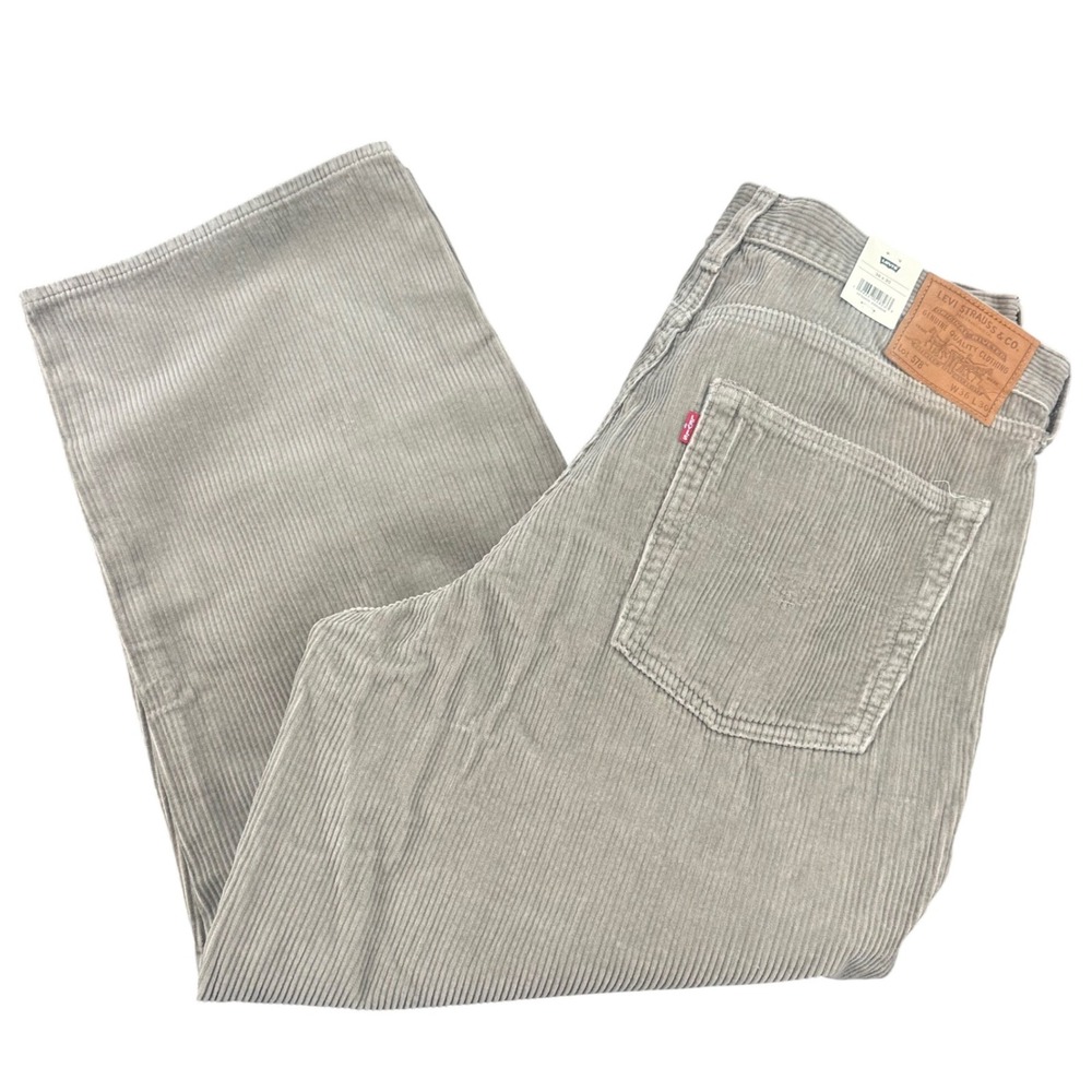 New‎ Levis 578 Baggy Corduroy Pants Mens 36x30 Grey Tan Wide Leg 100% Cotton NWT